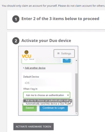 Duo Authentication Method