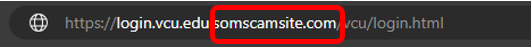 Fake VCU Login URL highlighted